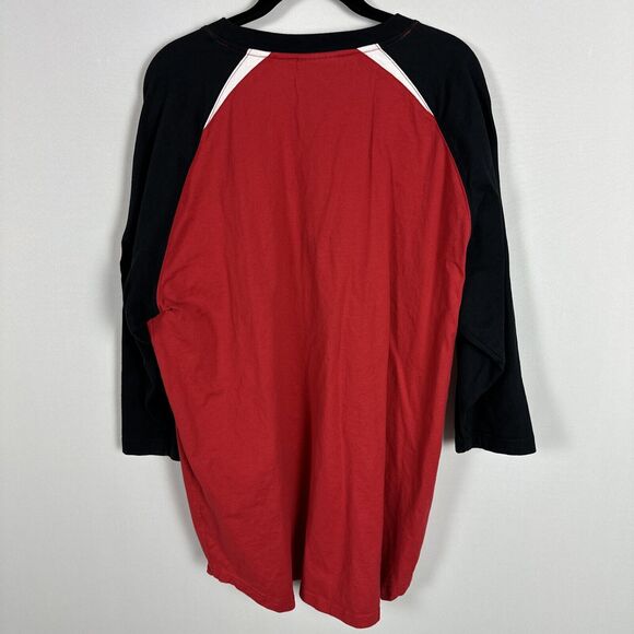 Mens NBA Chicago Bulls 3/4 Sleeve Shirt Black Red Size XL Patch Logo Late 2000s - Picture 8 of 11